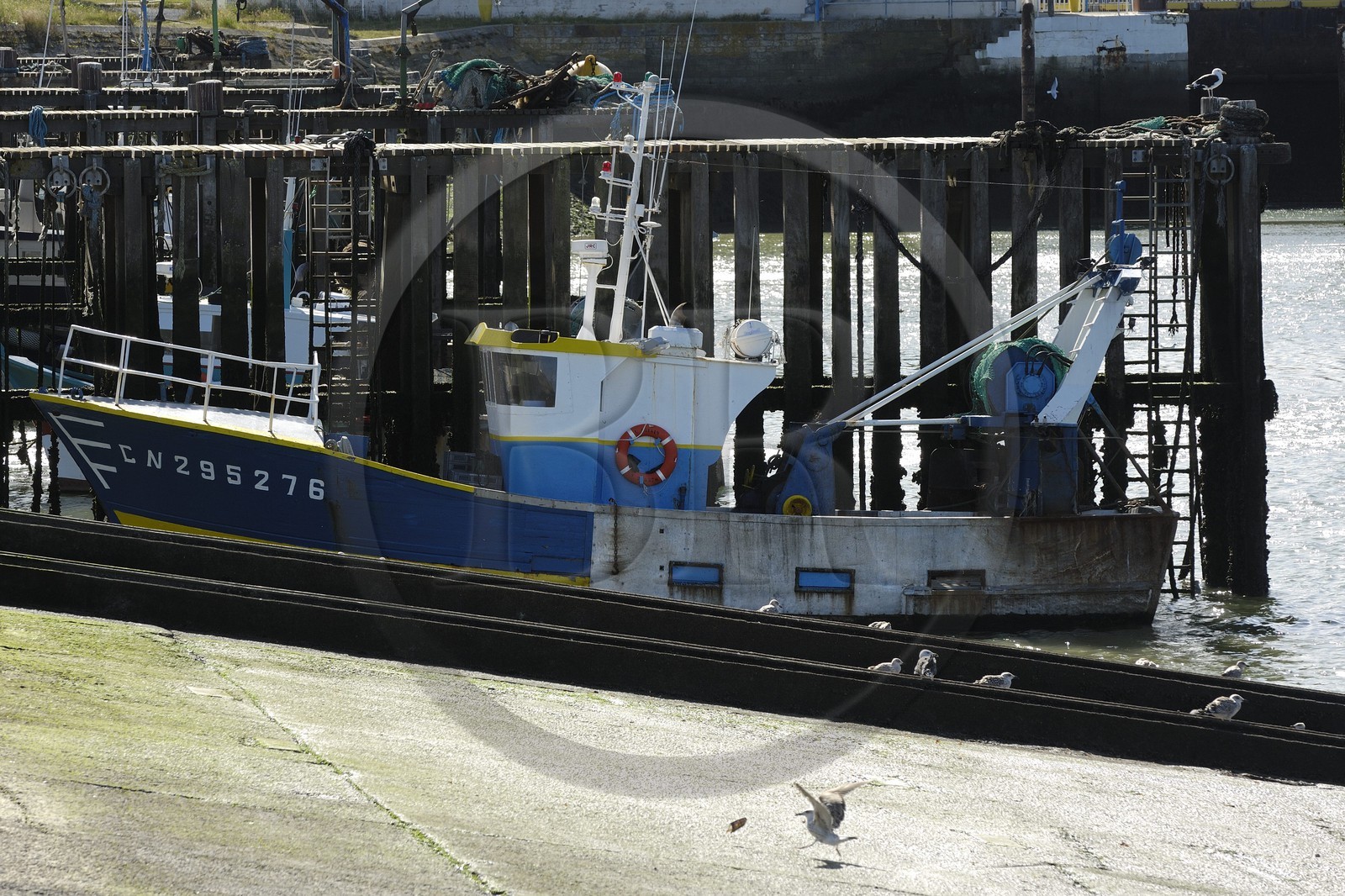 France, Calvados, Cote de Nacre, Ouistreham, Riva Bella, fishing port on the canal from Caen to the sea