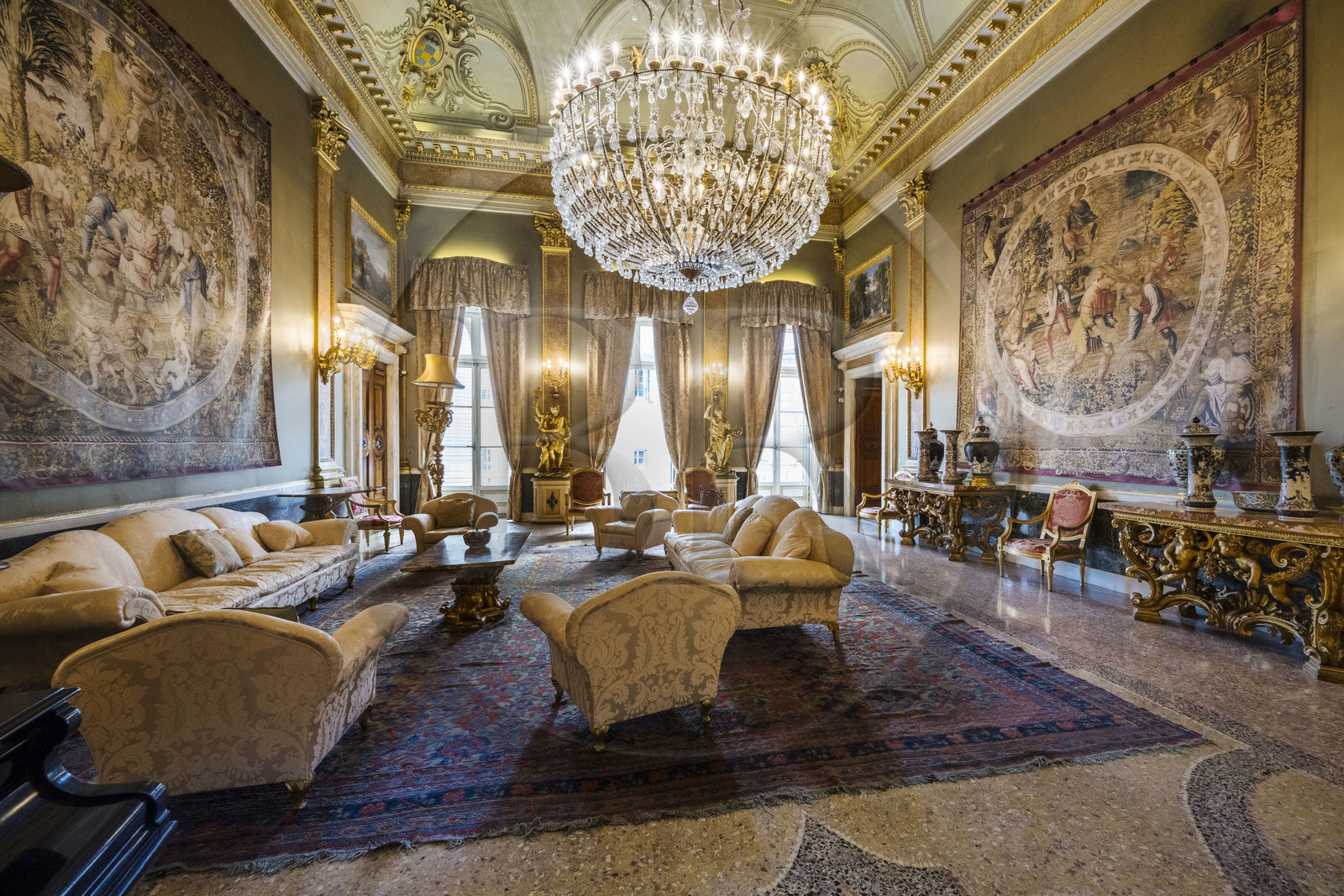Italy, Liguria, Genoa, Rolli Palace listed as World Heritage by UNESCO, the palazzo Interiano Pallavicino built in 1567, the living room on the second noble floor