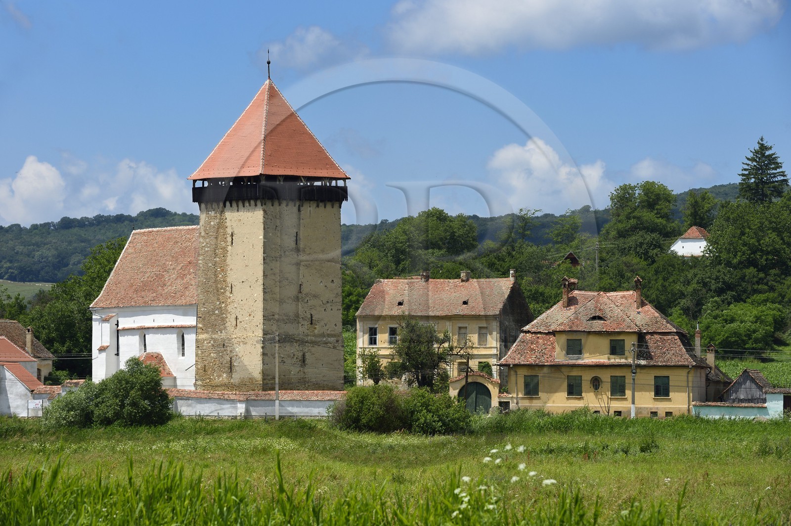Roumanie, Transylvanie, région de Sighisoara, église fortifiée de Netus
