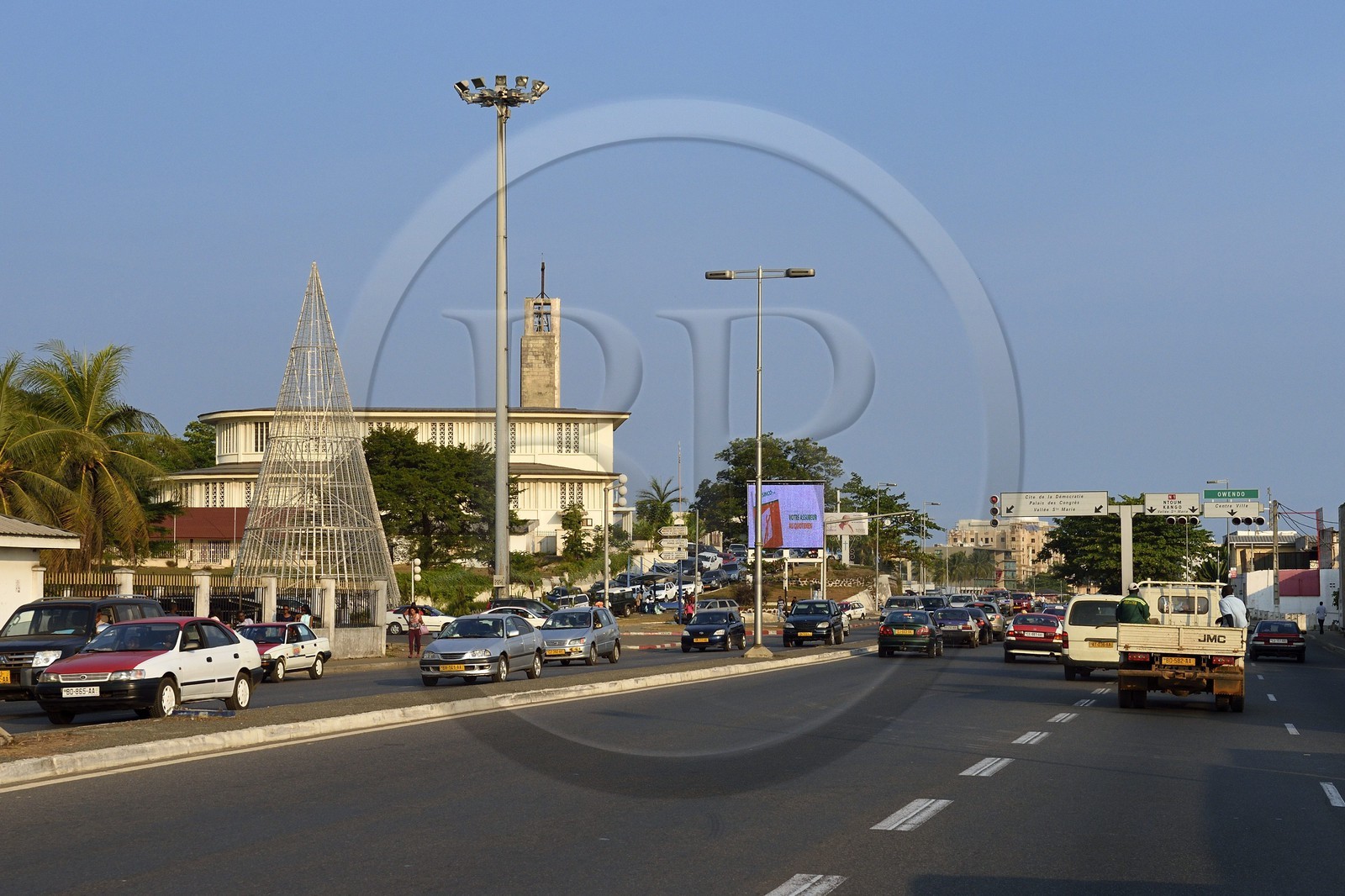 Gabon, Libreville, Boulevard de l'Indépendance on the Waterfront and the St. Mary's Cathedral