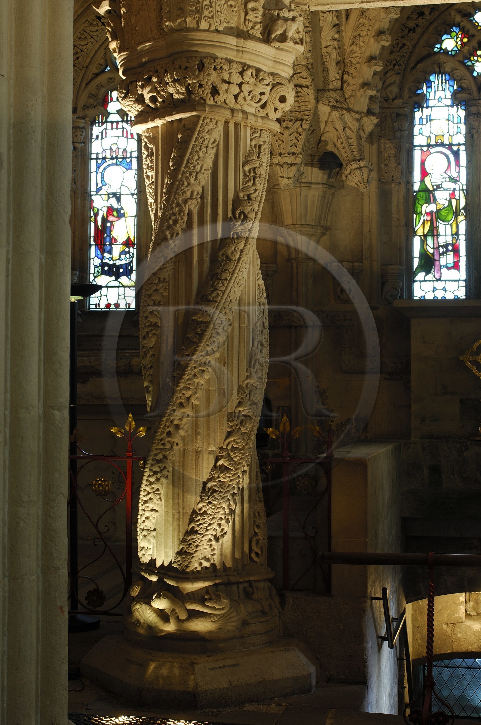 Royaume-Uni, Ecosse, Midlothian, Roslin, la Chapelle Rosslyn, la Colonne de l'Apprenti