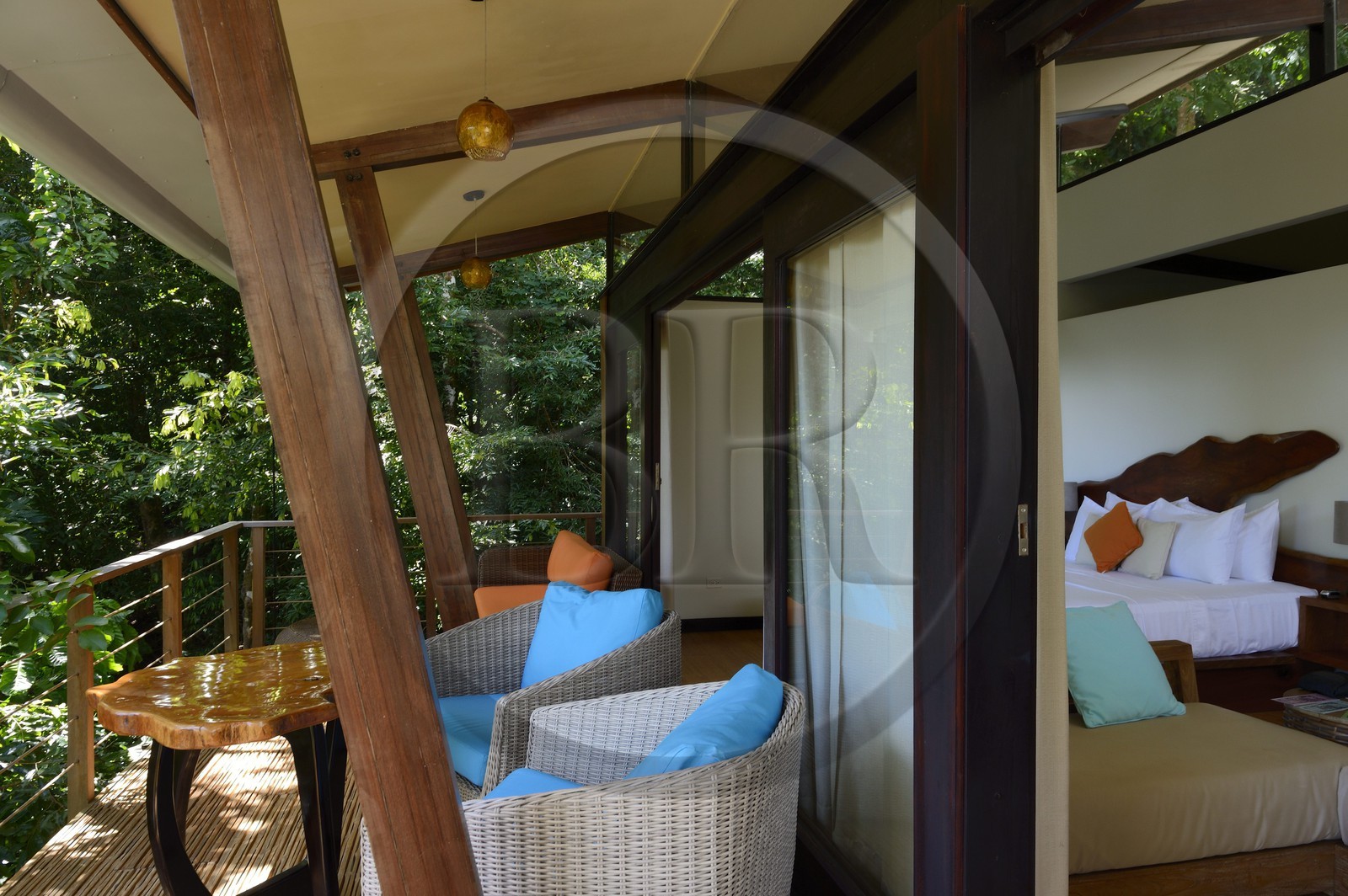 Panama, Chiriqui province, Gulf of Chiriqui National Marine Park, the resort at Isla Palenque, room with balcony