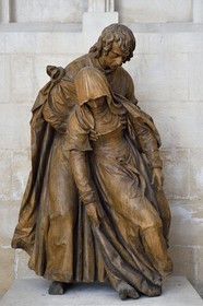 France, Meuse (55), Saint-Mihiel, église abbatiale Saint-Michel, la pâmoison de la vierge par le sculpteur Ligier Richier, bois (XVIème siècle), Saint Jean est en train de soutenir dans sa chute la Vierge défaillante après la mort de son Fils