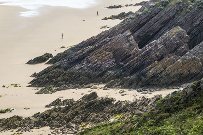 France, Côtes d'Armor (22), Grand Site de France Cap d'Erquy – Cap Fréhel, Erquy, plage (naturiste) de Lourtouais à l'Est du Cap d'Erquy