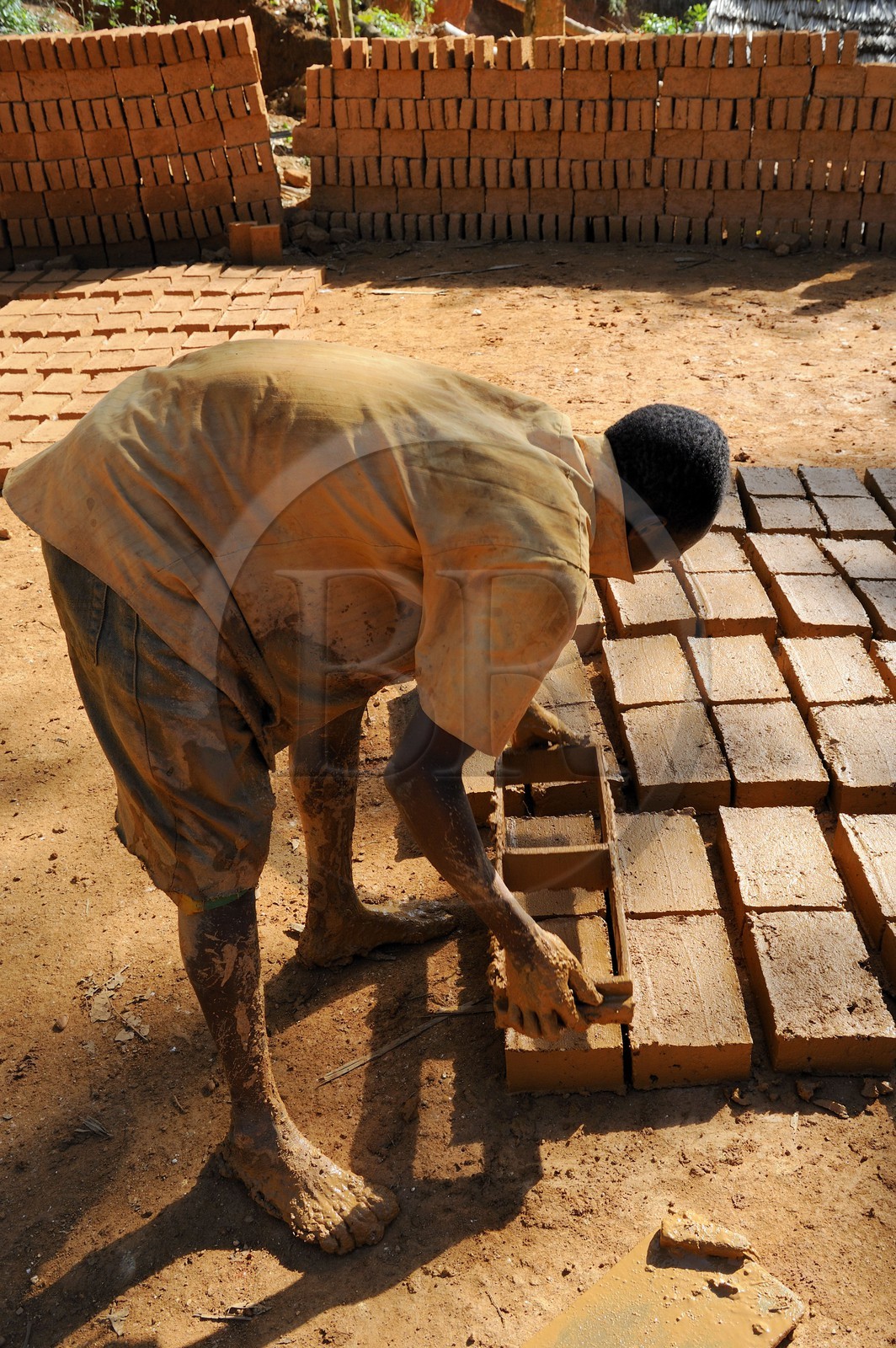 Tanzania, Morogoro district, Uluguru mountains, brick-making clay
