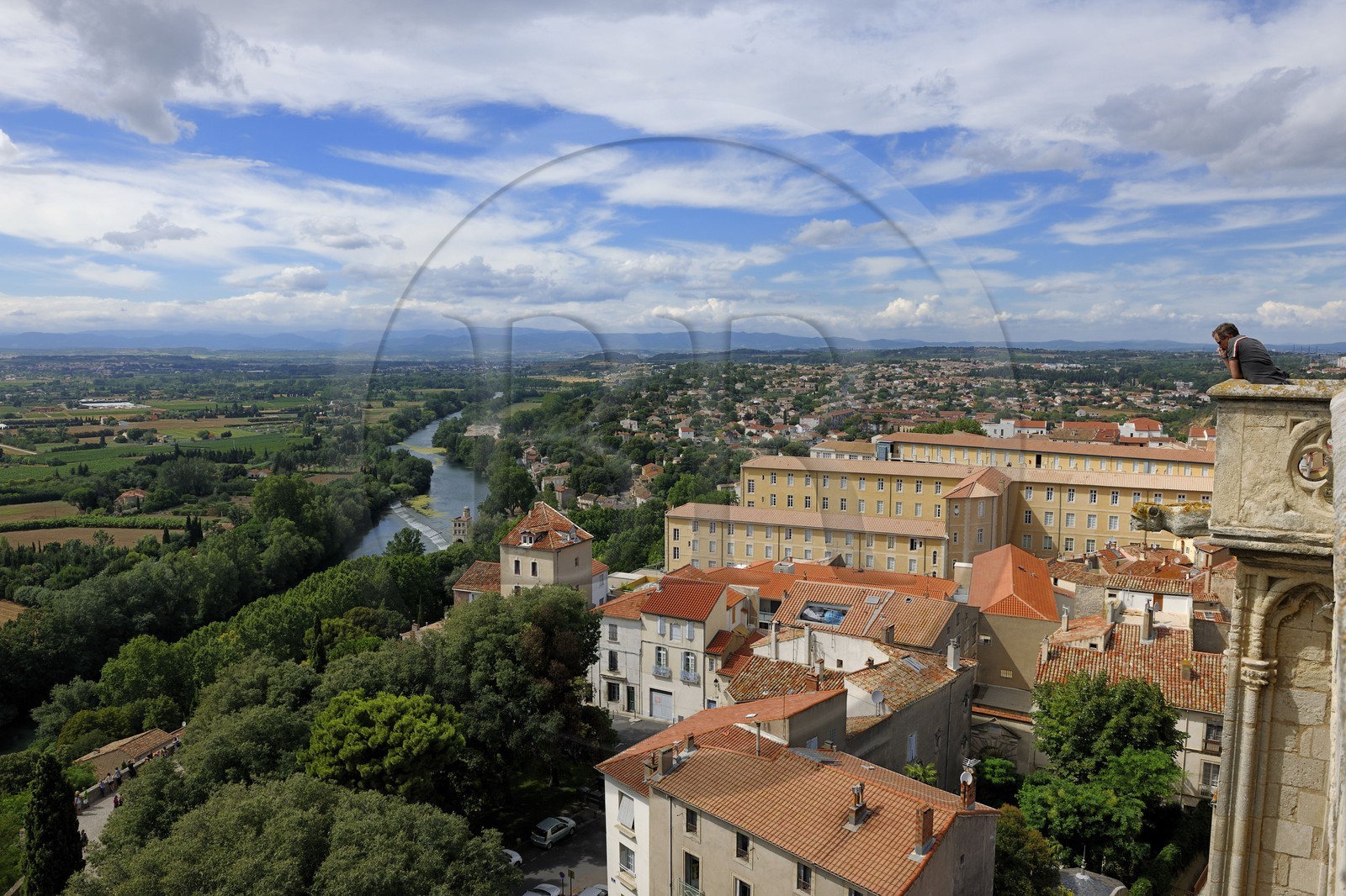 France, Herault, Beziers, view on the Orb river from the Saint-Nazaire cathedral