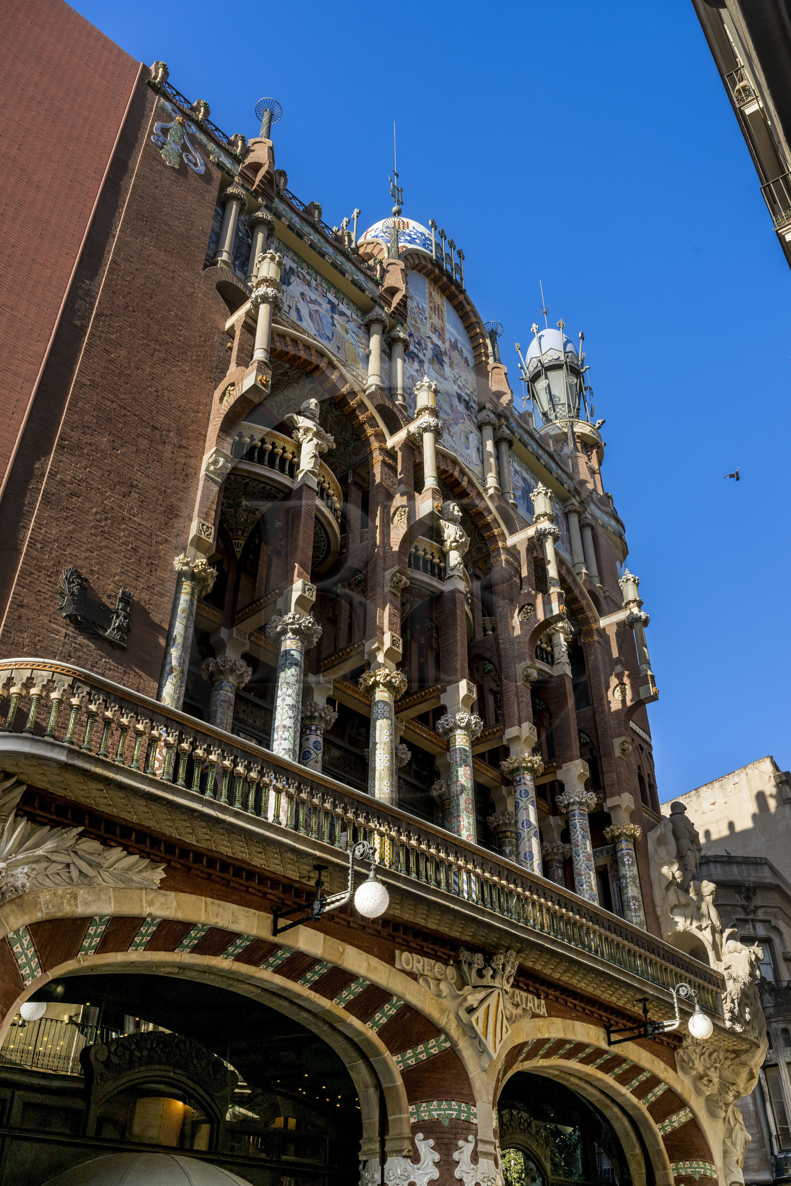Espagne, Catalogne, Barcelone, Palau de la Musica Catalana (palais de la musique catalane), salle de concert dessinée par l'architecte du modernisme catalan Lluis Domènech i Montaner, site classé au Patrimoine Mondial de l'UNESCO
