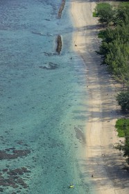 France, île de la Réunion, la Cote Ouest, le lagon de Saint-Gilles-Les-Bains, l'Ermitage-les-Bains (vue aérienne)