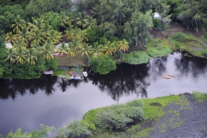 France, île de la Réunion, côte ouest, Etang de Saint Paul (vue aérienne)