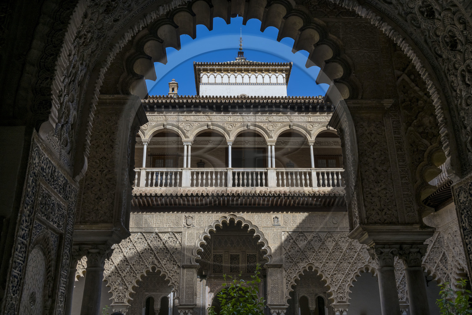 Spain, Andalusia, Seville, the Alcazar of Seville (Reales Alcazares de Sevilla), listed as World Heritage by UNESCO, Palais mudéjar ou de Pierre Ier, the Maidens Courtyard (Patio de las Doncellas)