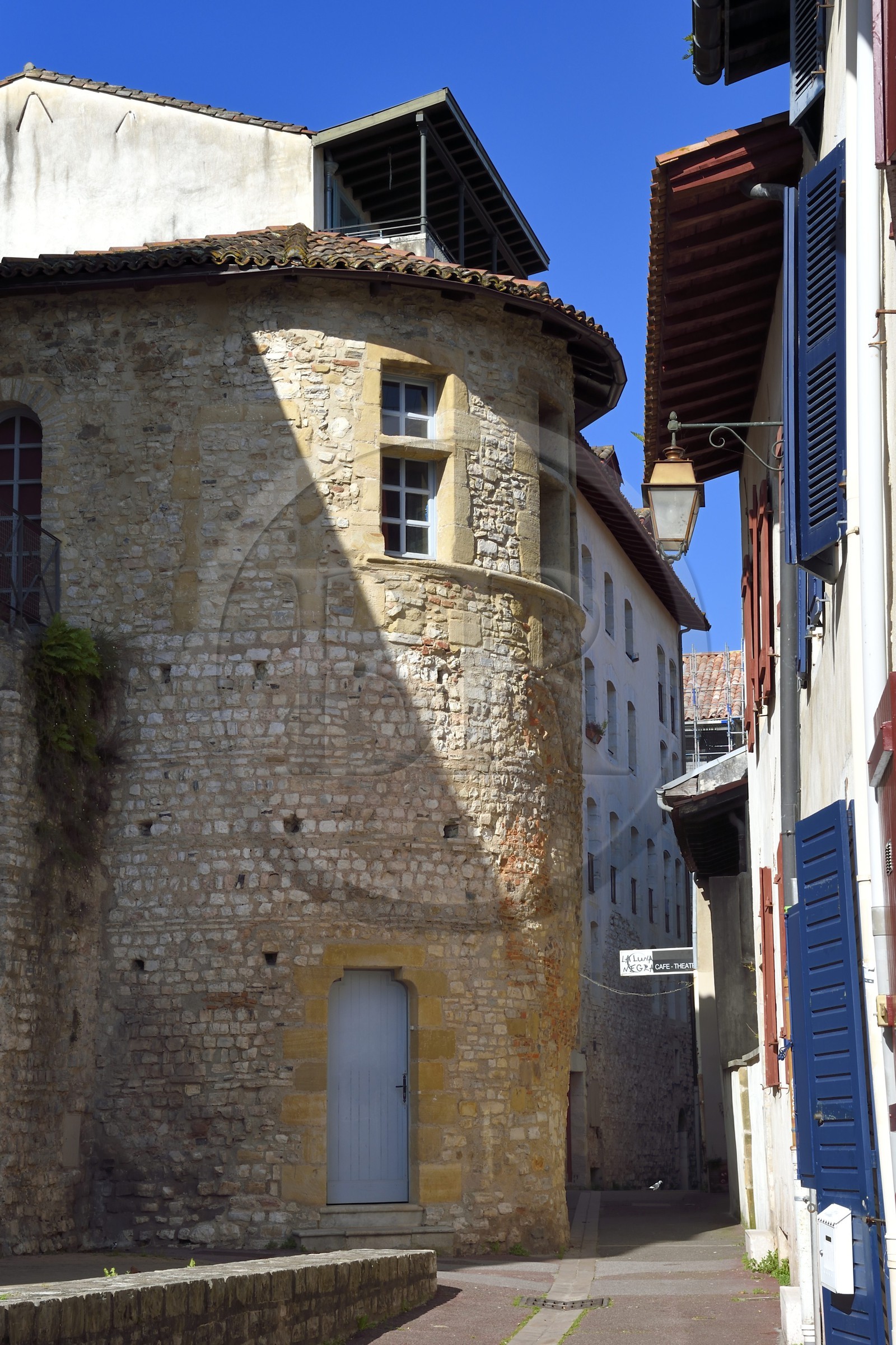 France, Pyrenees Atlantiques, Basque Country, Bayonne, rue des Augustins, tower turned into a hous of the ancient Roman ramparts of the 4th century