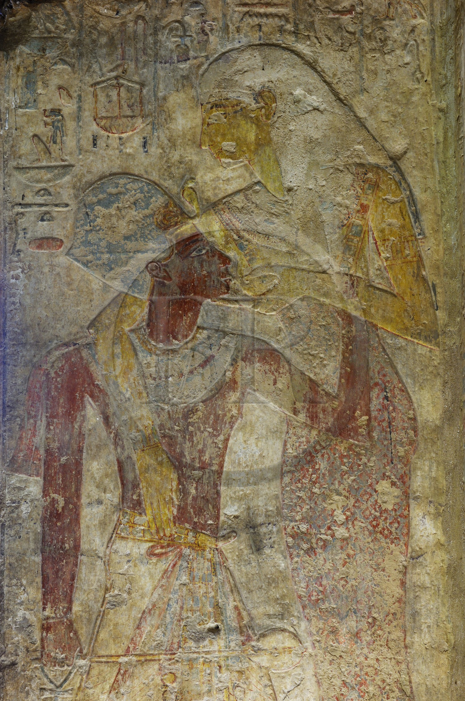 Egypt, Upper Egypt, Nubia, Lake Nasser, Kalabsha temple, the temple of Beit el-Wali frescoes, the goddess Isis breast-feeding Ramses II