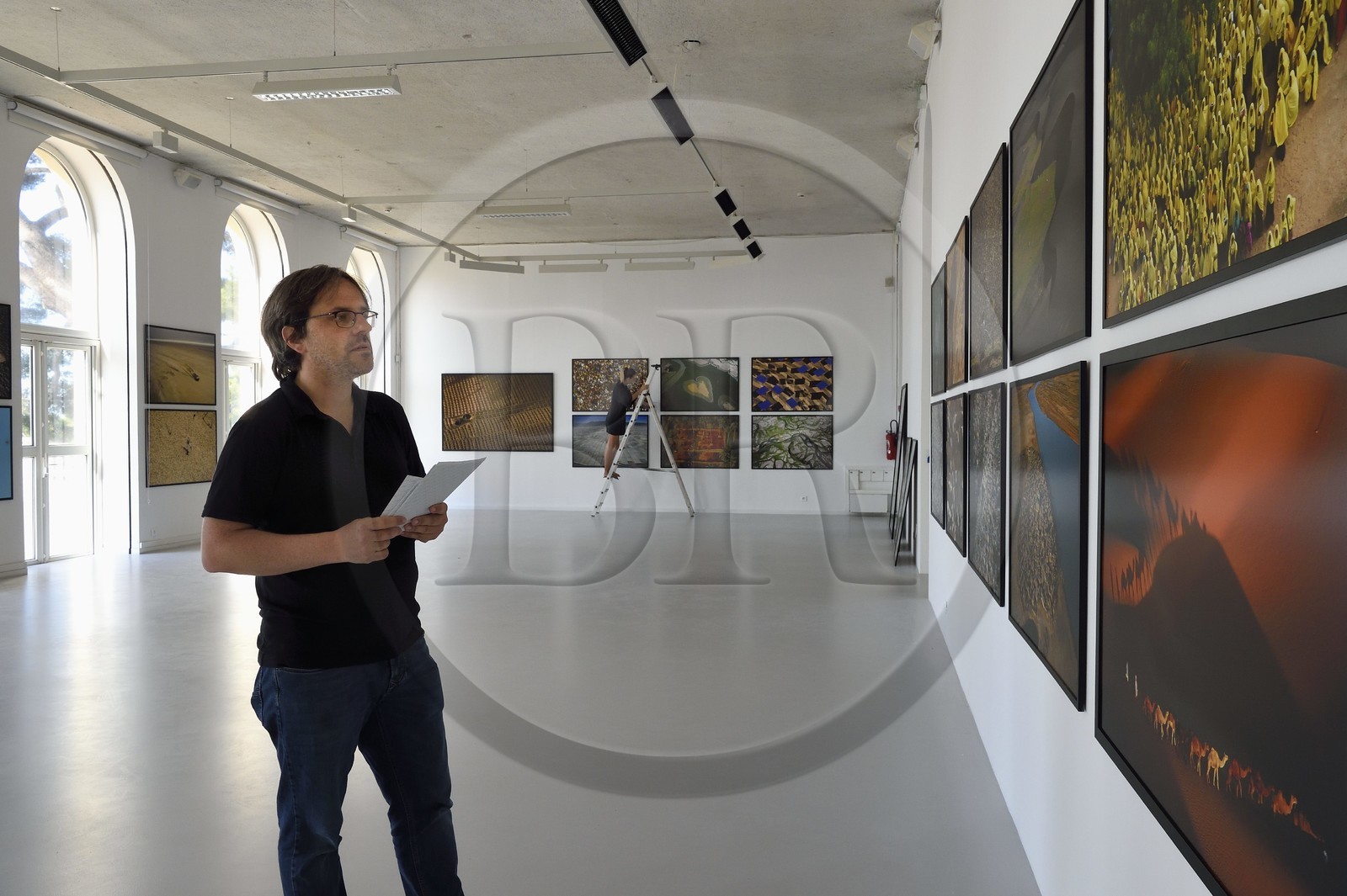 France, Var, the Rade (Roadstead) of Toulon, La Seyne-sur-Mer, district of Tamaris, the villa Tamaris, art center dedicated to the exhibition of contemporary art, the artistic director Cyril Bruneau installs Yann Arthus-Bertrand photography exhibition called Legacy