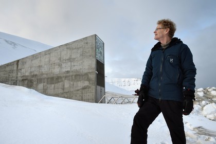 Norvège, Svalbard, Spitzberg, Longyearbyen, Réserve mondiale de semences du Svalbard (banque de graines du Global Seed Vault), Cary Fowler à l'initiative du projet Global Crop Diversity Trust et de la réserve