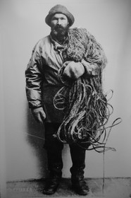 Norvège, Nordland, Iles Lofoten, Kabelvag - Storvagen, musée des Lofoten (Museum Nord-Lofotmuseet), photographie ancienne d'un pêcheur