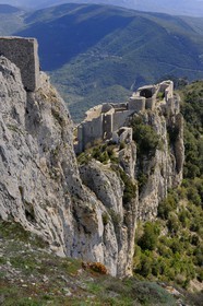 France, Aude (11), Pays Cathare, le château de Peyrepertuse du XIIe siecle