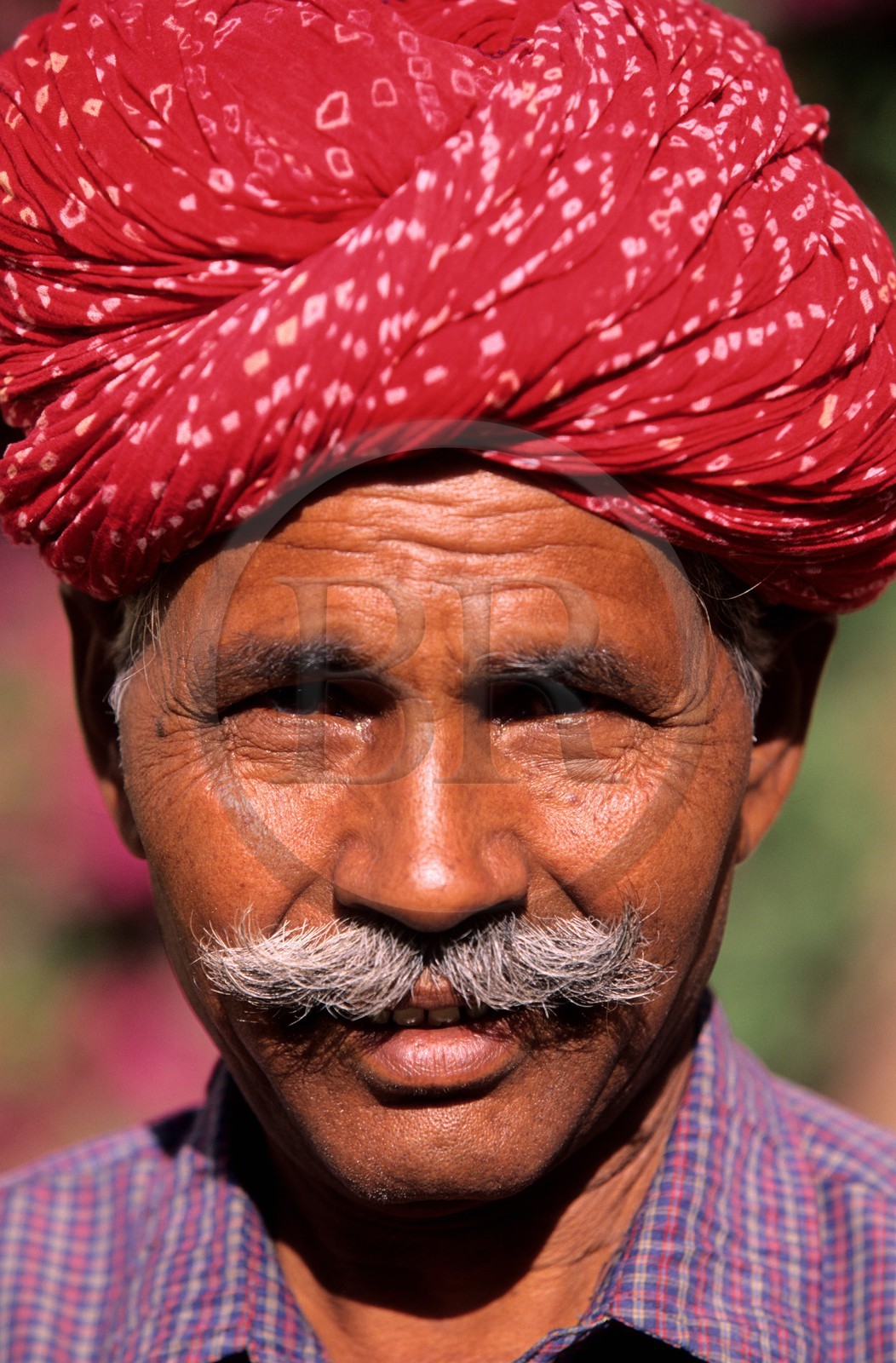 India, Rajasthan State, Pokaran fort, a typical Rajasthan man, with a moustache and wearing a turban
