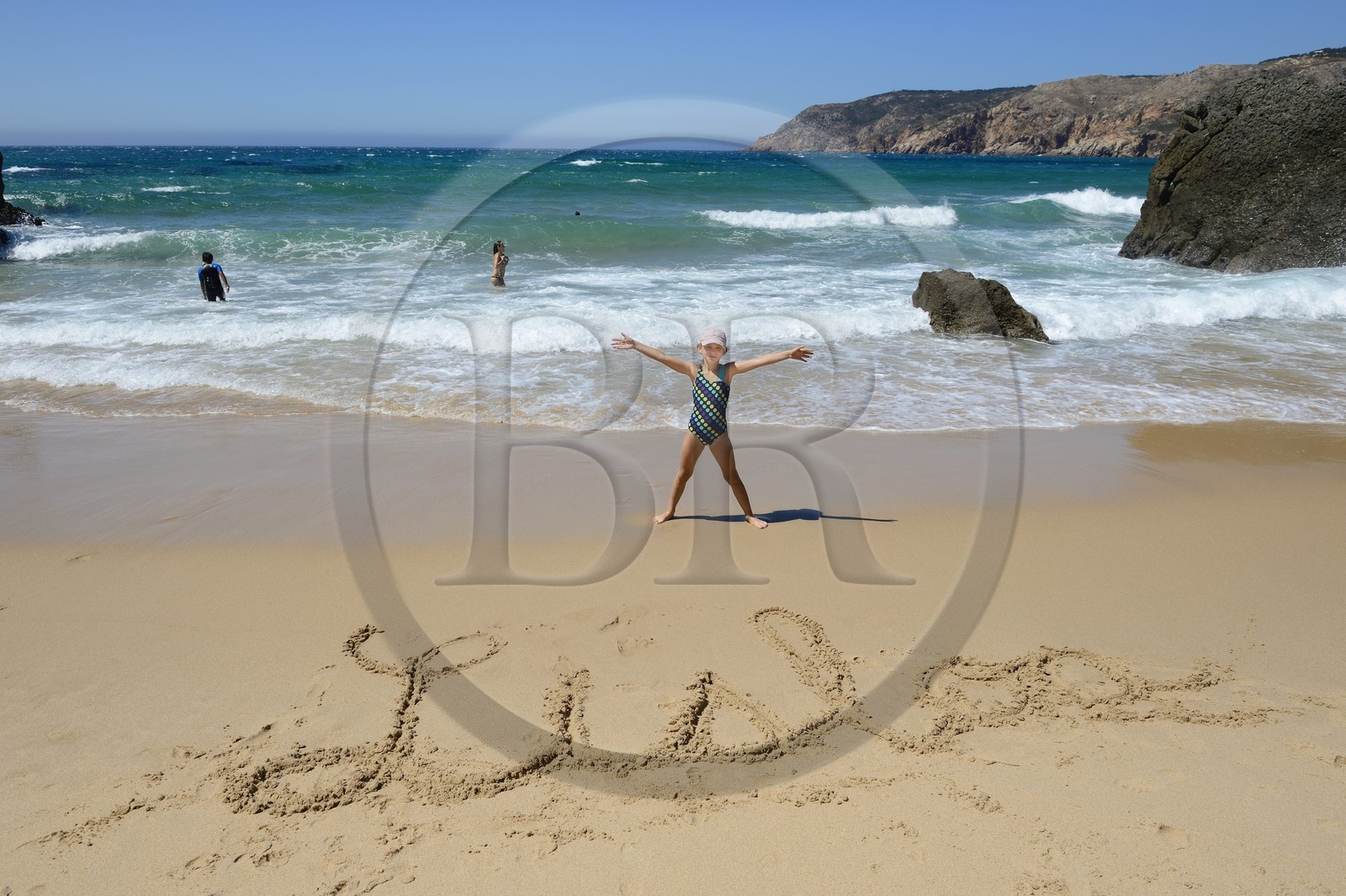 Portugal, Lisbon Region, Cascais, small wild beach of Abano north of Guincho beach on the Estoril Coast