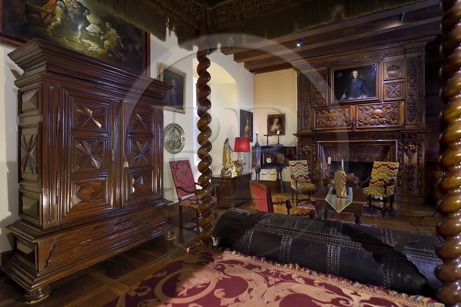 France, Dordogne (24), Périgord Noir, vallée de la Dordogne, Sainte-Mondane, le chateau de Fénelon, la chambre de Fénelon