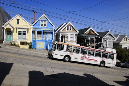 United States, California, San Francisco, sloping street (Castro street) in the district of Noe Valley