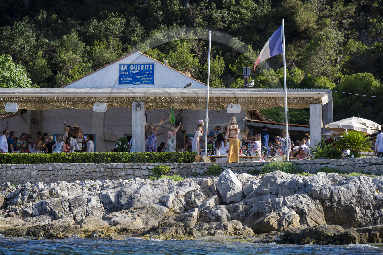 France, Alpes-Maritimes, Cannes, Lerins Islands, Sainte-Marguerite island, at Bruno's La Guérite restaurant below the Fort Royal