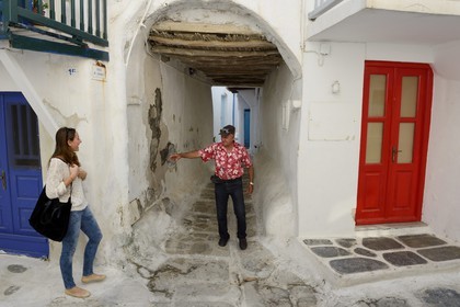 Grèce, Les Cyclades, mer Égée, île de Mykonos, Chora (Mykonos town), dans les ruelles de la vieille ville