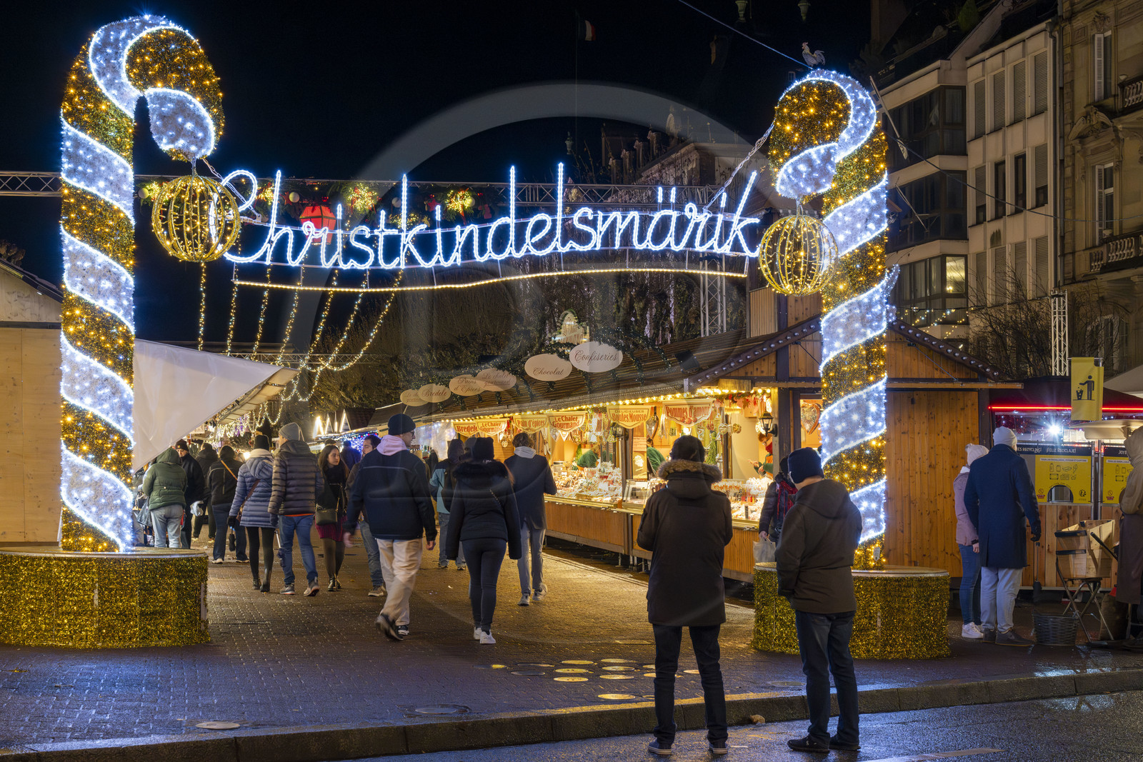 France, Bas Rhin, Strasbourg, old town listed as World Heritage by UNESCO, Christmas market (Christkindelsmarik) in Place Broglie