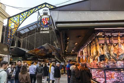 Espagne, Catalogne, Barcelone, Las Ramblas, l'entrée du marché de la Boqueria