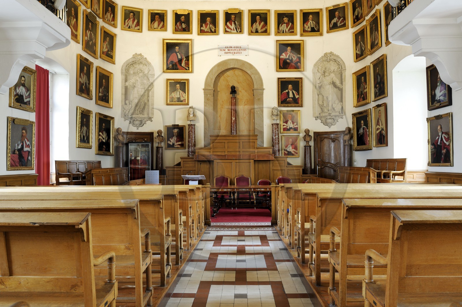 France, Hérault (34), Montpellier, centre historique, faculté de médecine, la salle des actes de l'UFR Médecine (ancienne chapelle des évêques), lieu des soutenances de thèses de médecine depuis 200 ans