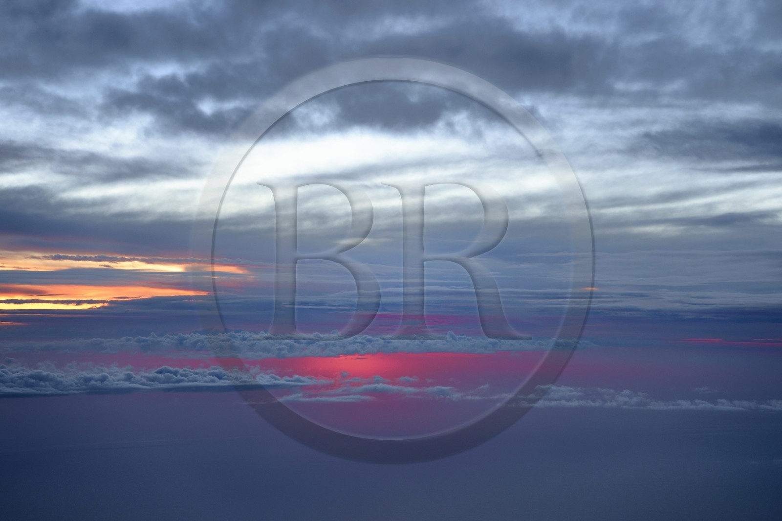 Portugal, Madeira Island, cloudy sunset sky (aerial view)