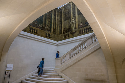 France, Paris (75), quartier du Marais, Musée Carnavalet, escalier de l'hôtel de Luynes