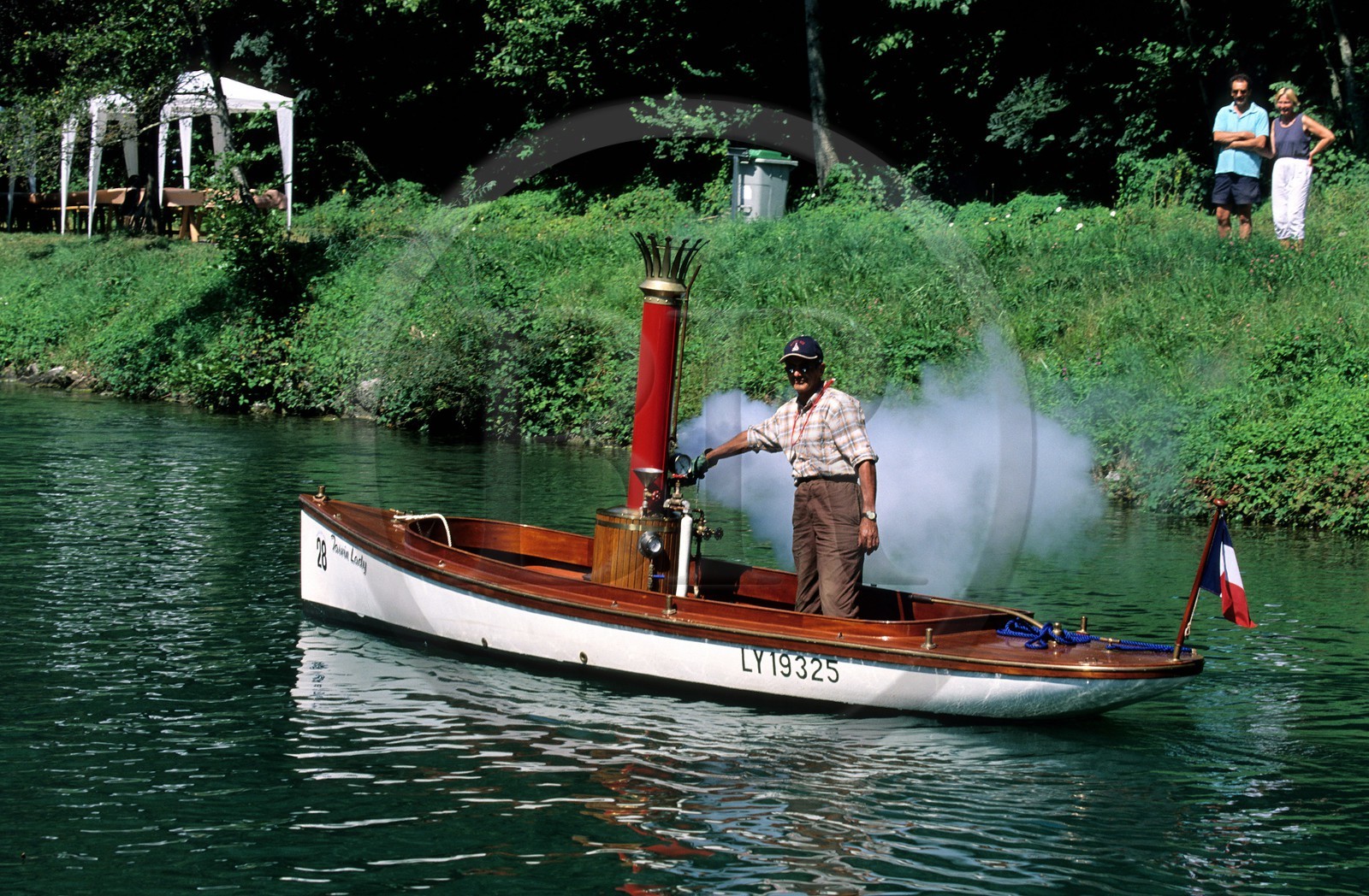 France, Savoie, Bourget lake, small steamship on the savieres canal