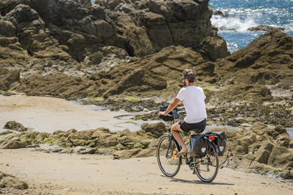 France, Vendée (85), île de Noirmoutier, Noirmoutier-en-l'Ile, plage des Lutins, randonnée à bicyclette