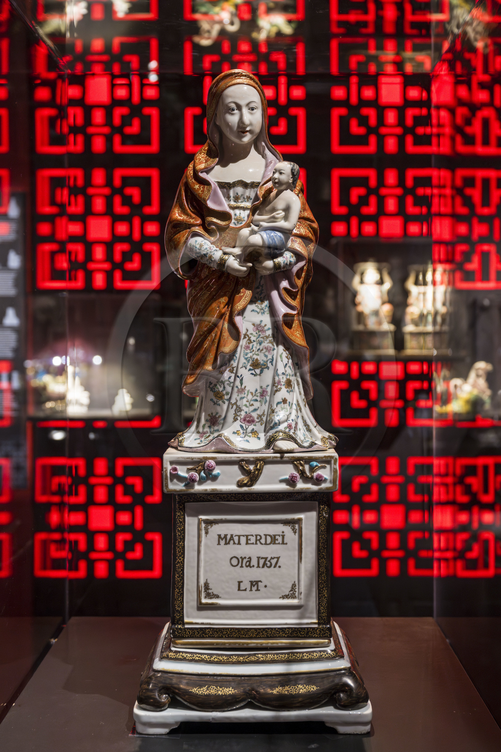 France, Morbihan (56), Port-Louis, la citadelle de Port-Louis, musée de la Compagnie des Indes, statue de la Vierge à l'Enfant, chine 1757 sous les traits de Konuan Yin