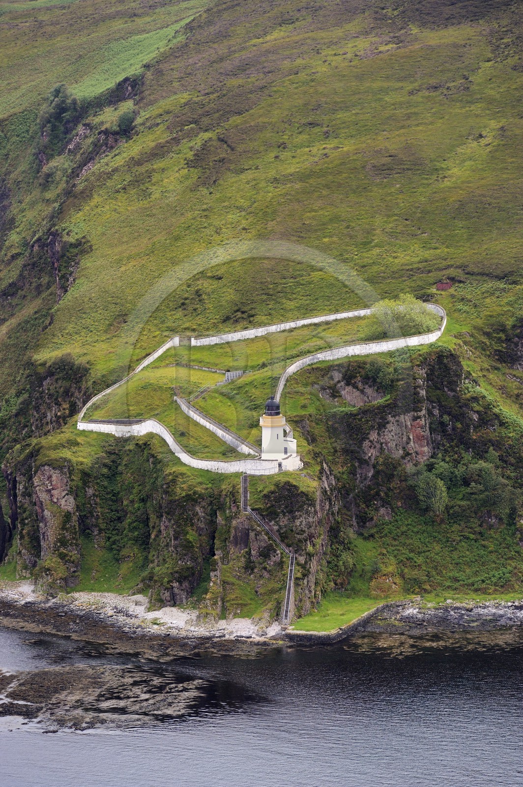 United Kingdom, Scotland, Inner Hebrides, Islay Island, Mac Arthur's Head lighthouse on the Sound of Islay (aerial view)