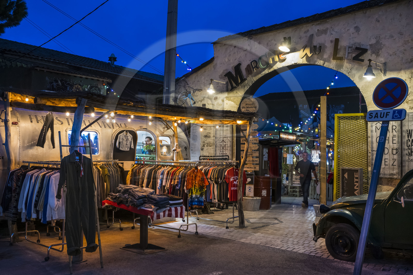 France, Herault, Montpellier, Marché du Lez bringing together shops, flea markets, farmers' markets, restaurants, foodtrucks, startups, entertainment and events, exhibitions