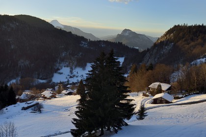 France, Haute Savoie, Les Carroz d'Araches ski resort, Araches la Frasse village
