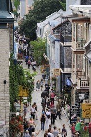 Canada, province de Québec, ville de Québec, Vieux-Québec classé Patrimoine Mondial de l' UNESCO, rue du Petit-Champlain dans la ville basse