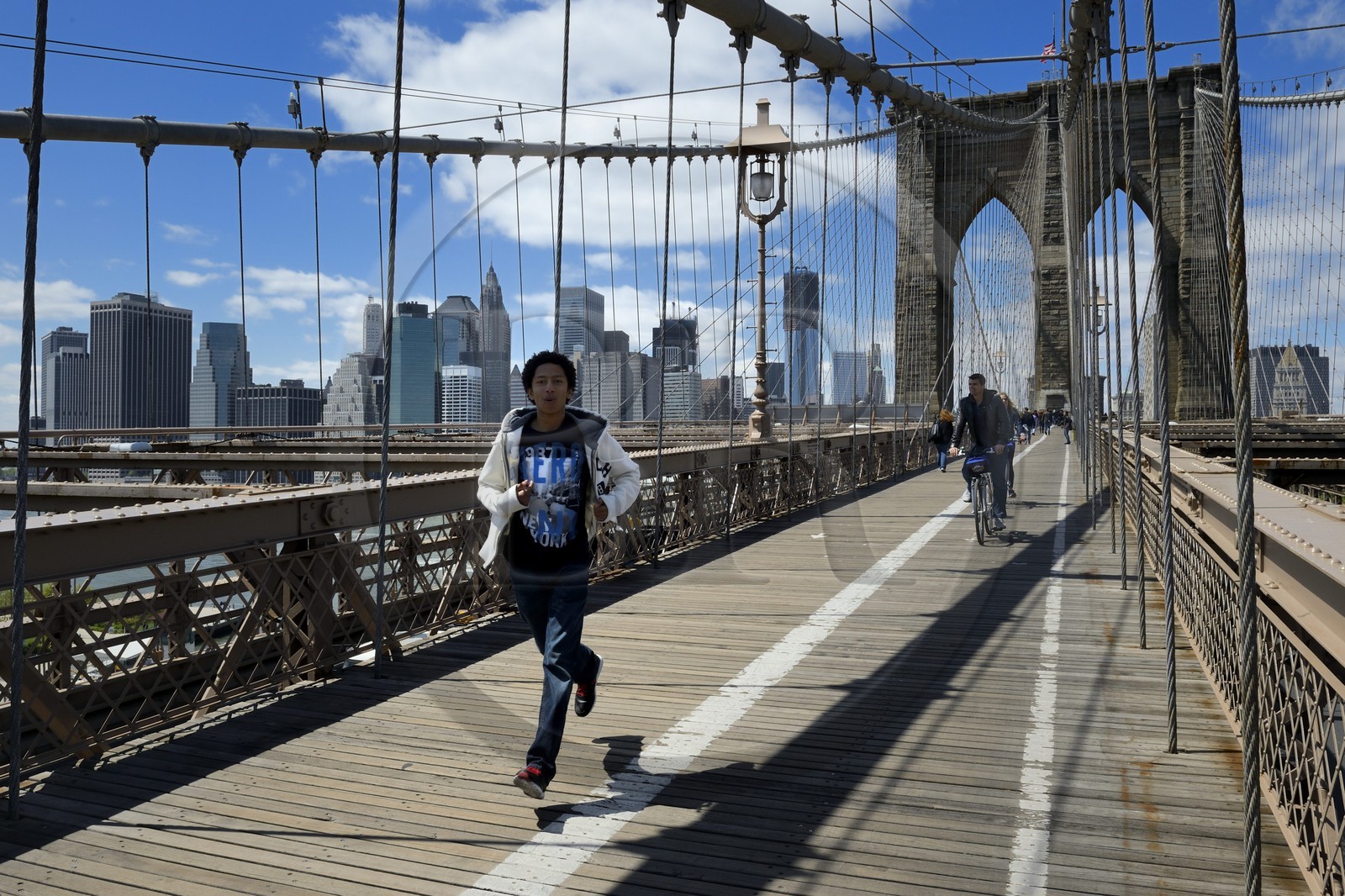 Etats-Unis, New York, Manhattan, le pont de Brooklyn