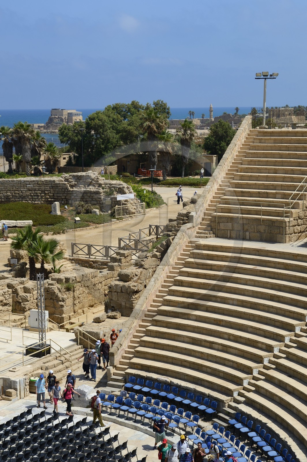 Israel, Haifa District, Caesarea (Caesarea Maritima), ruins of Caesarea, the roman theatre from Herod the Great