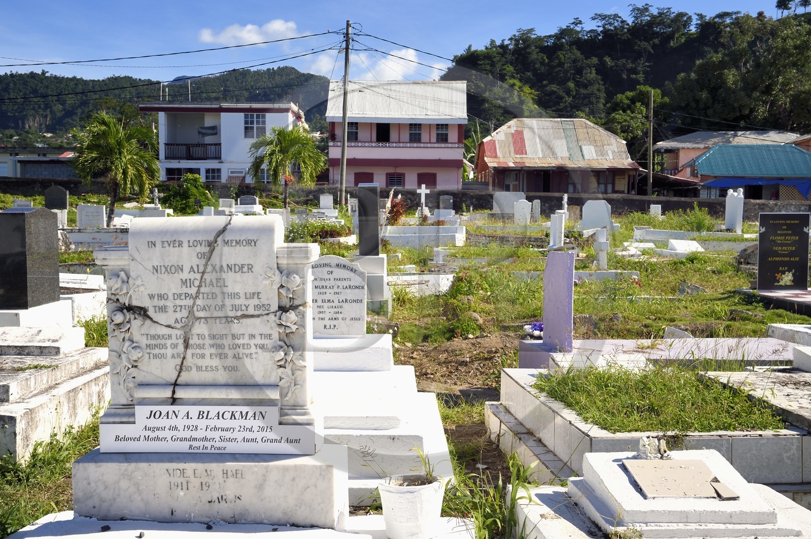 Caraïbes, Ile de la Dominique, la capitale Roseau, le cimetière
