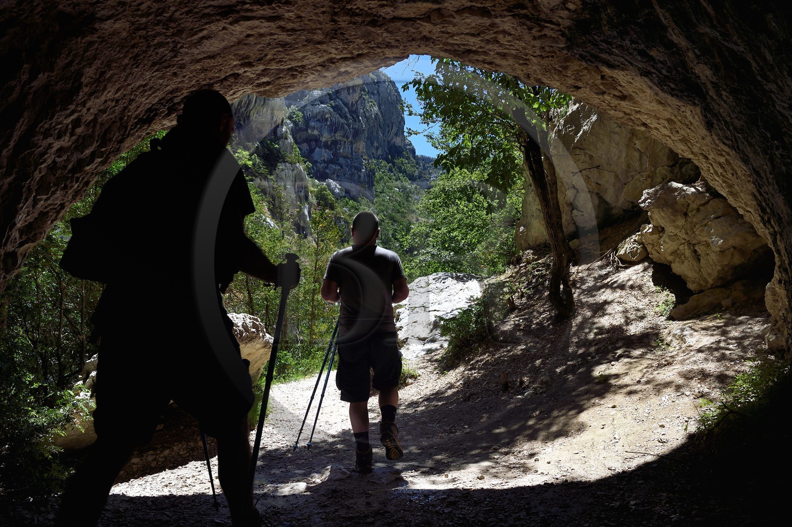 France, Alpes de Haute Provence, Parc Naturel Régional du Verdon, Rougon, Grand Canyon of Verdon, the Trescaire tunnel used by the Blanc-Martel trail on the GR4 along the Samson corridor