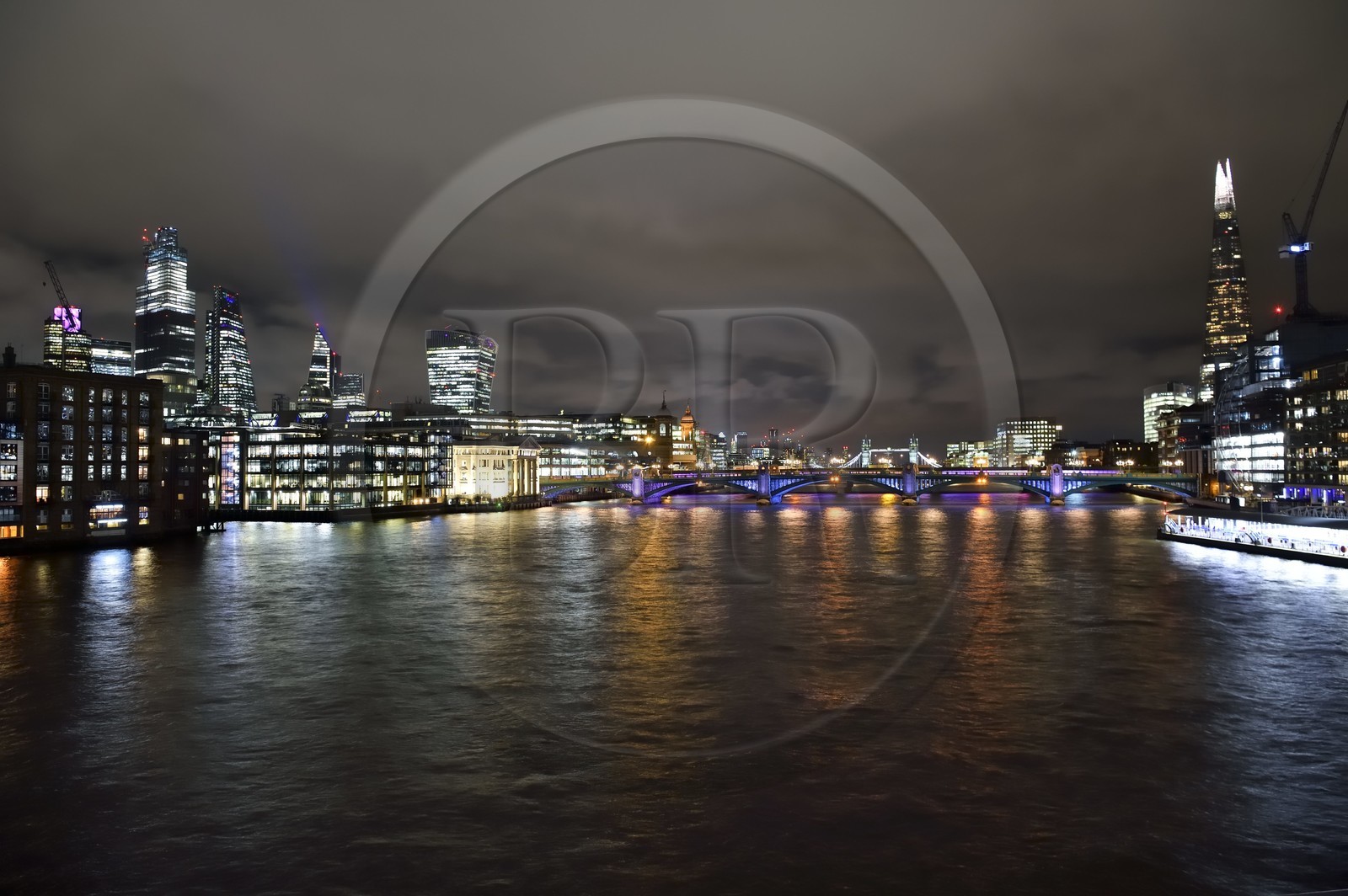 United Kingdom, London, the skyscrapers of the City with the 20 Fenchurch Street nicknamed the Walkie-Talkie designed by the architect Rafael Vinoly left, the bridge of Southwark Bridge on the Thames and The Shard of the architect Renzo Piano on the right, the Tower Bridge in the background
