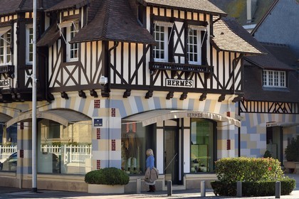 France, Calvados, Pays d'Auge, Deauville, Hermes luxury store in the rue du Casino