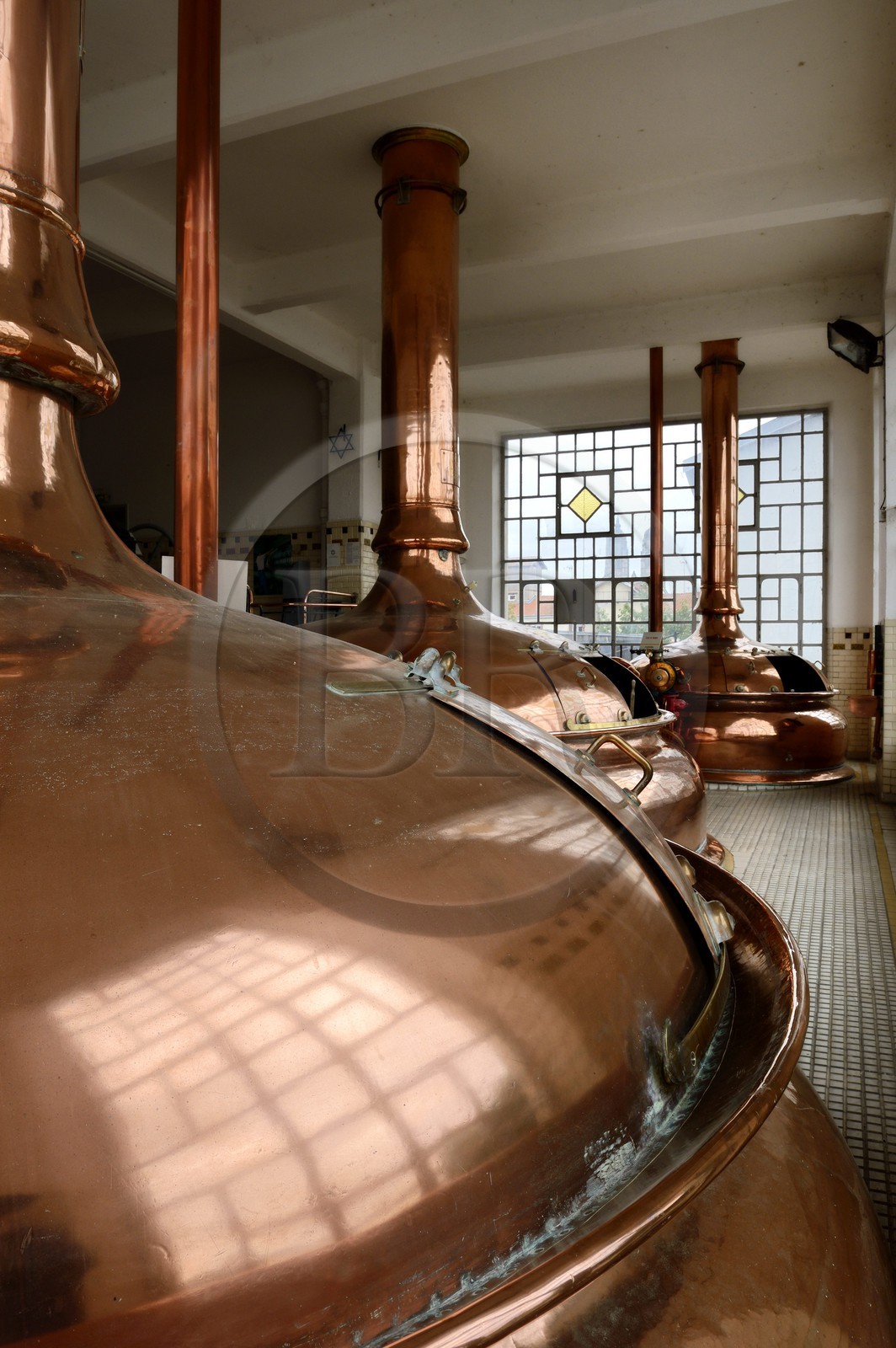 France, Meurthe-et-Moselle, Saint-Nicolas-de-Port, the French Brewery Museum located in a former brewery 1931 industrial building from architect Fernand Caesar that is an example of industrial Art Deco architecture, tank room