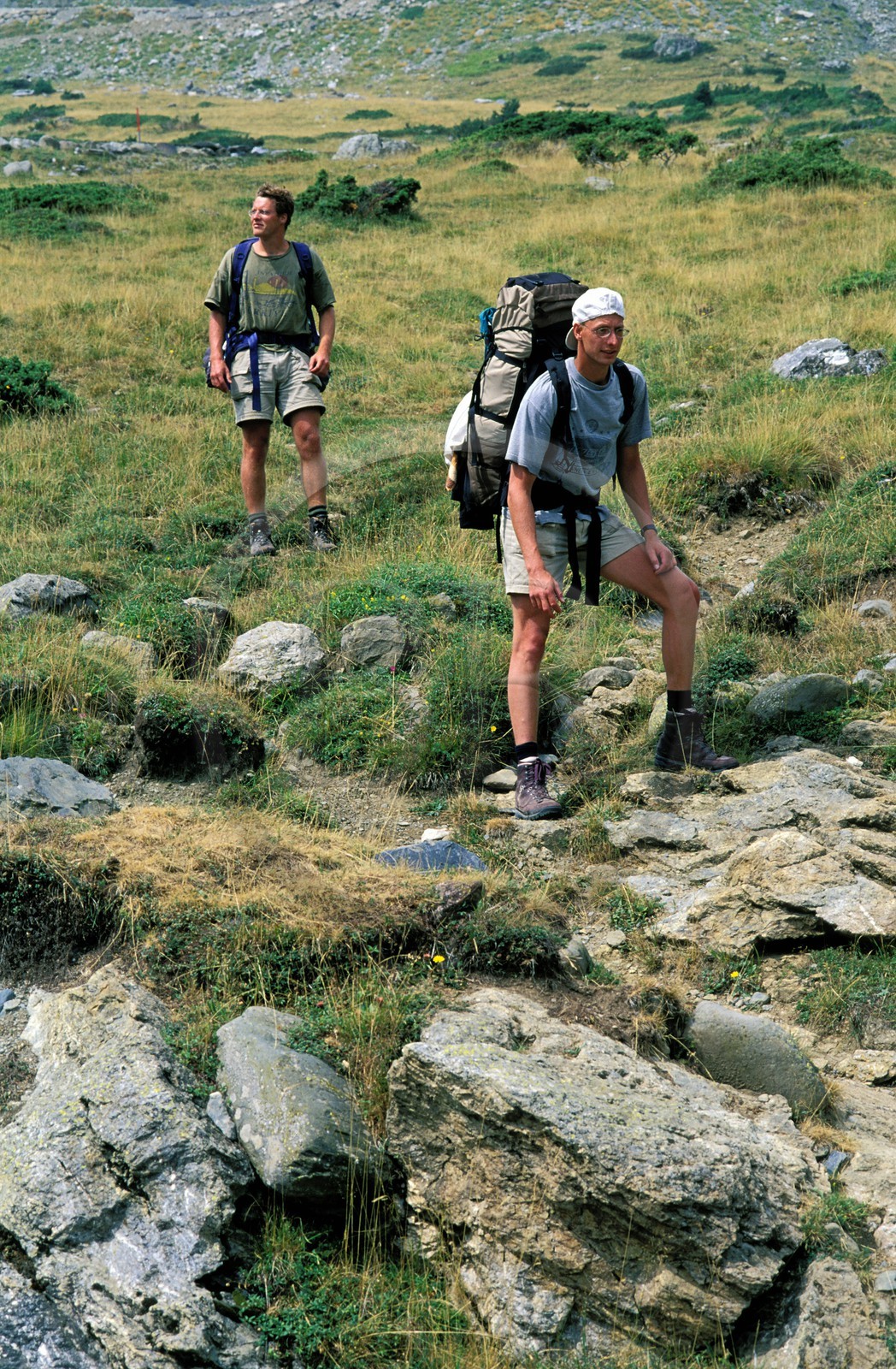 France, Hautes Pyrenees, hikers in the region of Gavarny