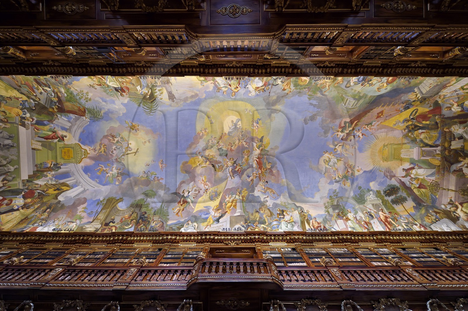 République Tchèque, Prague, centre historique classé Patrimoine Mondial de l'UNESCO, quartier de Strahov, bibliothèque du Monastère de Strahov, bibliothèque philosophique