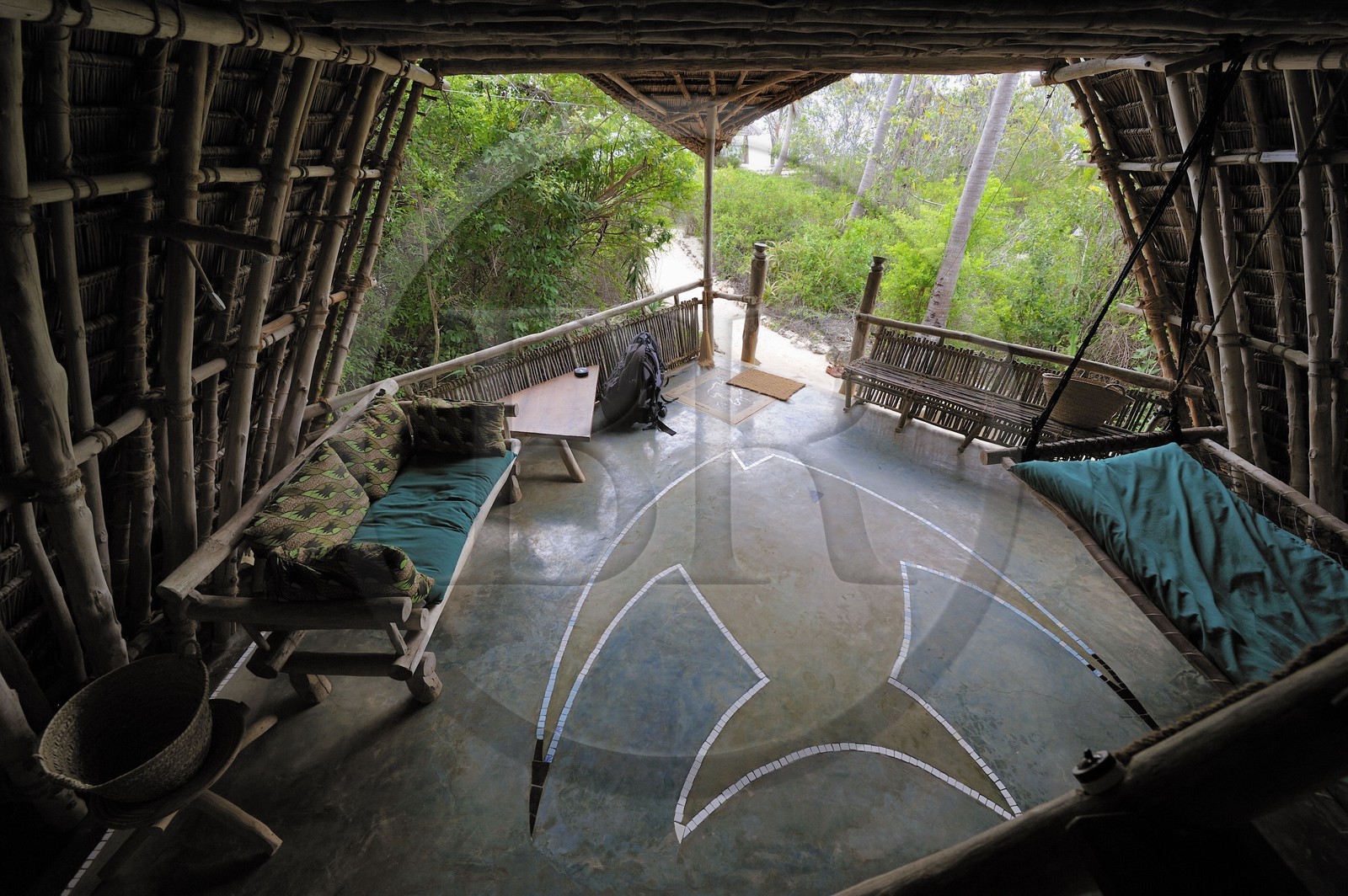 Tanzanie, archipel de Zanzibar, île de Unguja (Zanzibar), côte ouest, Eco-bungalows de la réserve naturelle de Chumbe Island Coral Park