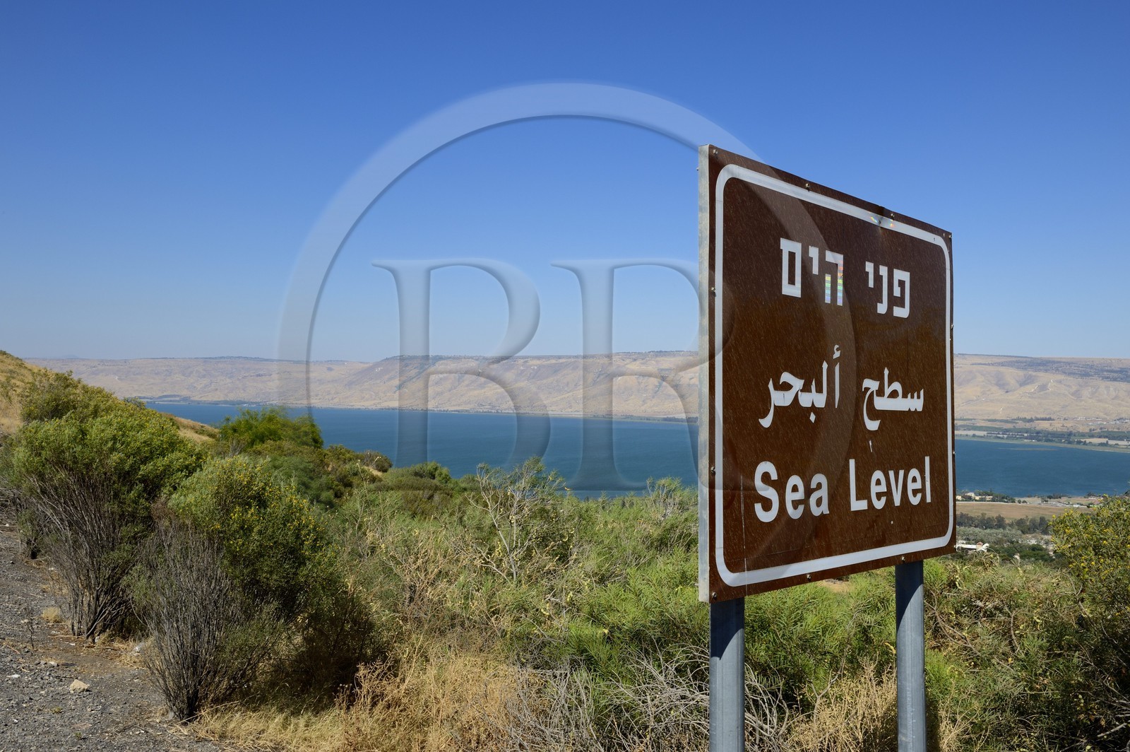 Israel, Northern District, Galilee, Tiberias, Lake Tiberias edges and in the background the hills of Golan, it is located more than 200 m below the sea level