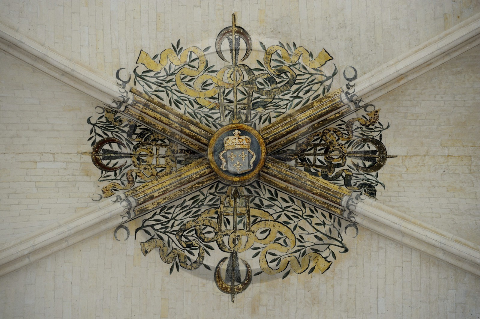 France, Val-de-Marne (94), Vincennes, le château de Vincennes, la Sainte Chapelle, clef de voute